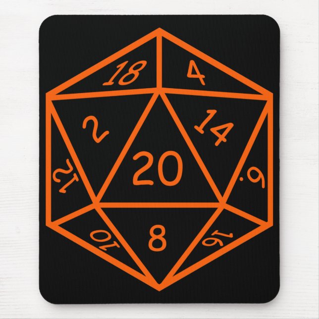 Mousepad Preto D20 & laranja (Frente)