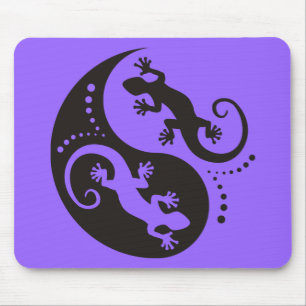 Mousepad Preto dos gecos de YIN & de YANG + seus fundo &