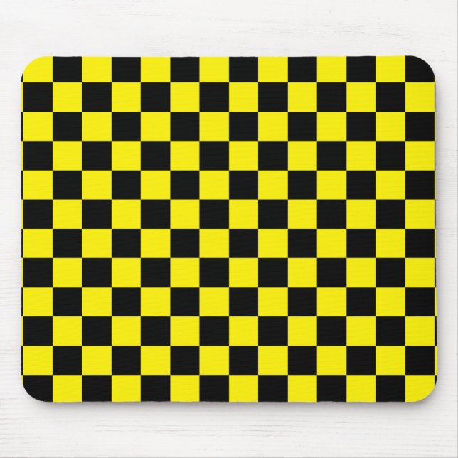 Mousepad Preto e amarelo Checkered (Frente)