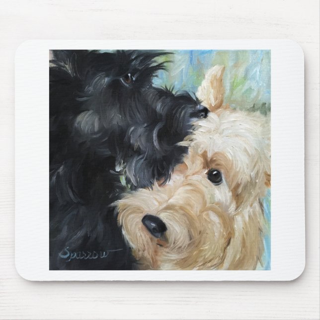 Mousepad Preto e arte escocesa wheaten do scottie do (Frente)
