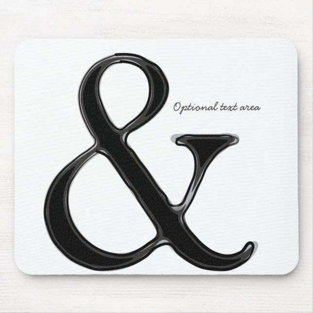 Mousepad Preto e Branco Ampersand Chic Moderno Personalizad (Frente)