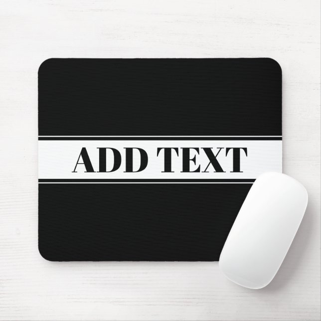 Mousepad Preto e Branco com Nome Personalizado em Listra (Com mouse)