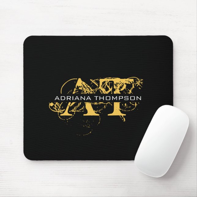 Mousepad Preto e Dourado, preto, aflitos modernos (Com mouse)