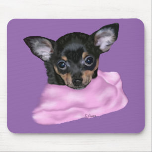 Mousepad Preto e filhote de cachorro da chihuahua de Tan