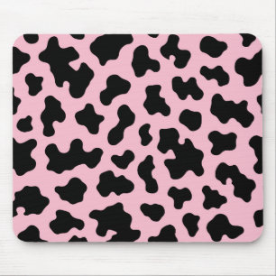 Mousepad Preto e Rosa Impressão em Couro de Vaca