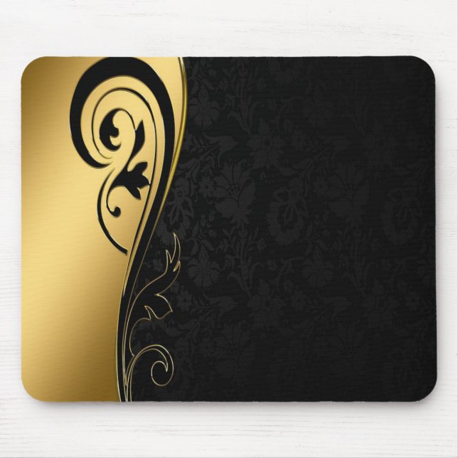 Mousepad Preto Elegante e Dourado (Frente)