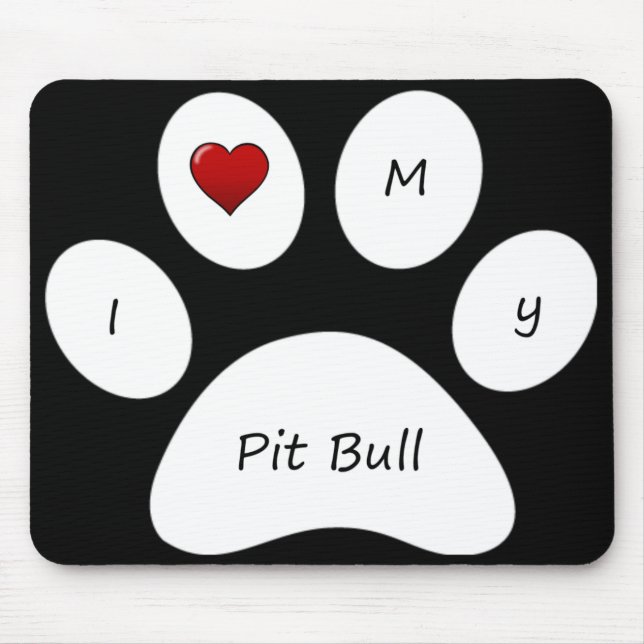 Mousepad Preto eu amo meu tapete do rato do pitbull (Frente)