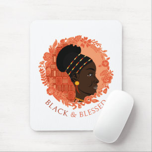 Mousepad Preto Floral e Abençoado