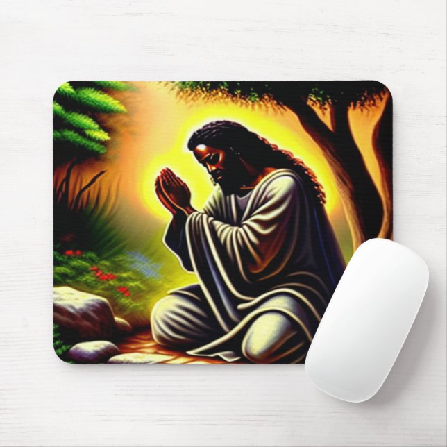 Mousepad Preto Jesus Rezando no Mouse Gethsemane (Com mouse)