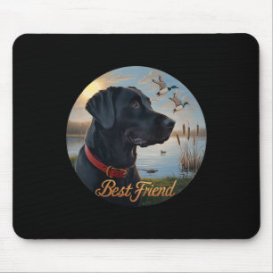 Mousepad Preto Labrador Melhor Amigo. Caça ao Pato de Aves 