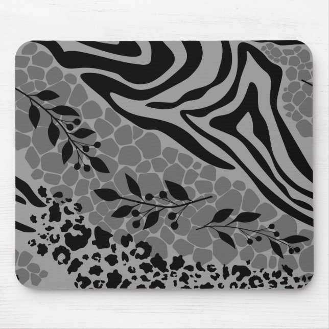 Mousepad Preto-leopardo e prata (Frente)