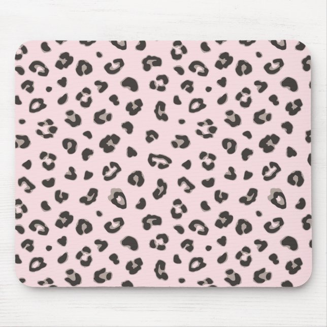 Mousepad Preto no bloco de notas de impressão leopardo rosa (Frente)