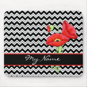 Mousepad Preto-Preto-Vermelho e Branco Personalizar Chevron