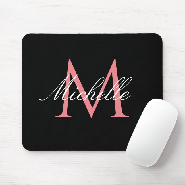 Mousepad preto rosa adorável (Com mouse)