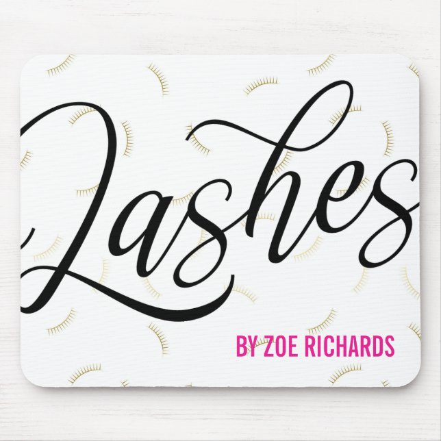 Mousepad Preto Script Faux Dourados Lashes (Frente)