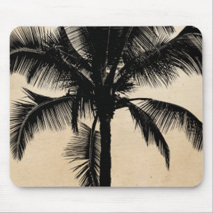 Mousepad Preto tropical havaiano retro da silhueta da