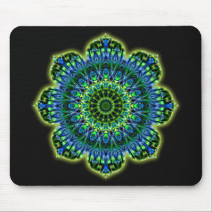 Mousepad Preto verde do azul da mandala