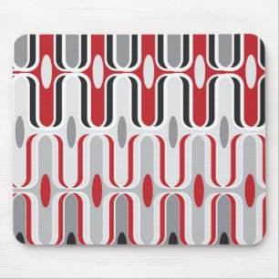 Mousepad Preto vermelho do teste padrão Funky retro do