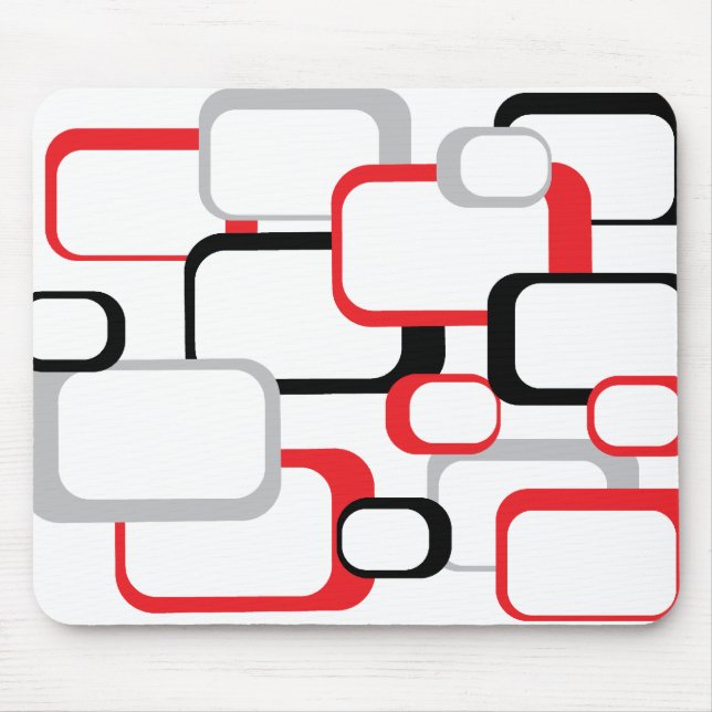 Mousepad Preto Vermelho e Cinza Pasta Branca Retro Quadrada (Frente)