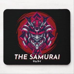 Mousepad Preto Vermelho Minimalista Vintage, Samurai Mousep