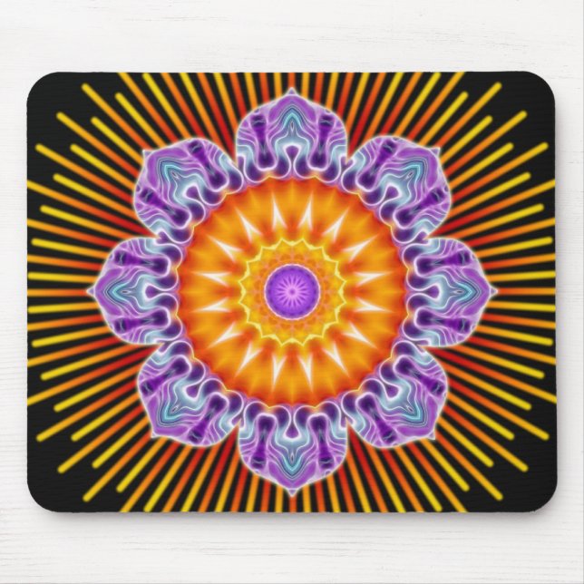 Mousepad preto violeta amarelo Mandala (Frente)