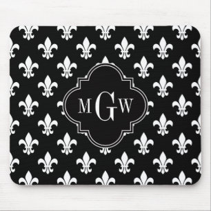 Mousepad Preto Whisky Fleur de Lis Black 3 Monograma inicia