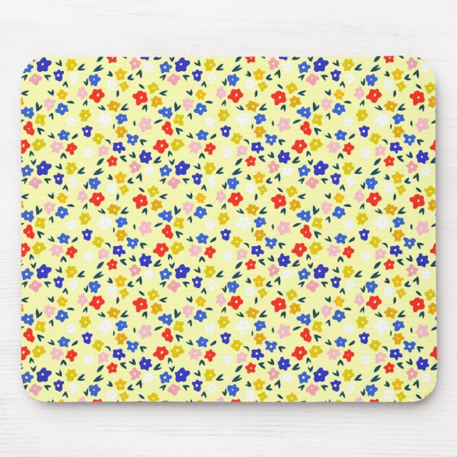 Mousepad Pretty Dainty Cute Floral on Pastel Yellow (Frente)