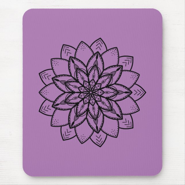Mousepad Pretty Line Art Mandala on Purple (Frente)