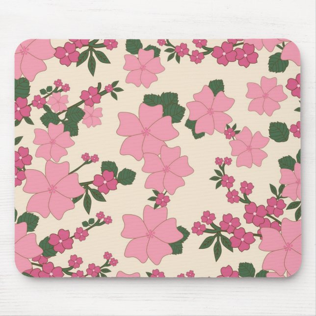 Mousepad Pretty Pink Floral Pattern (Frente)