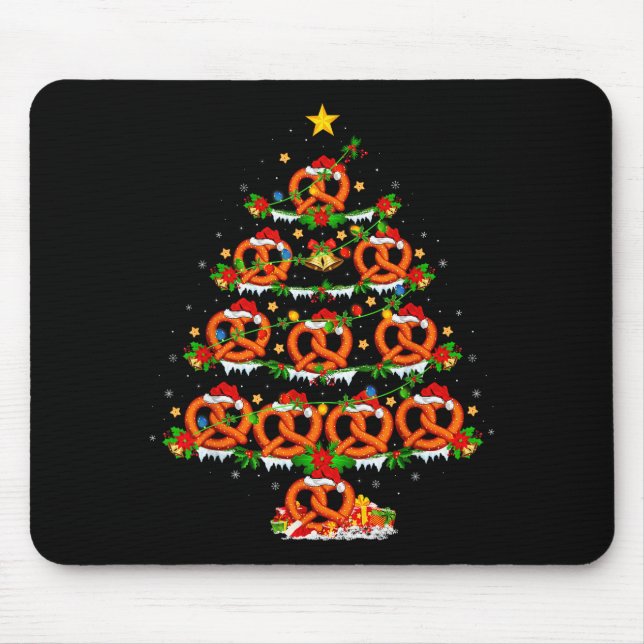 Mousepad Pretzel Lover Xmas Lighting Pretzel Christmas Tree (Frente)