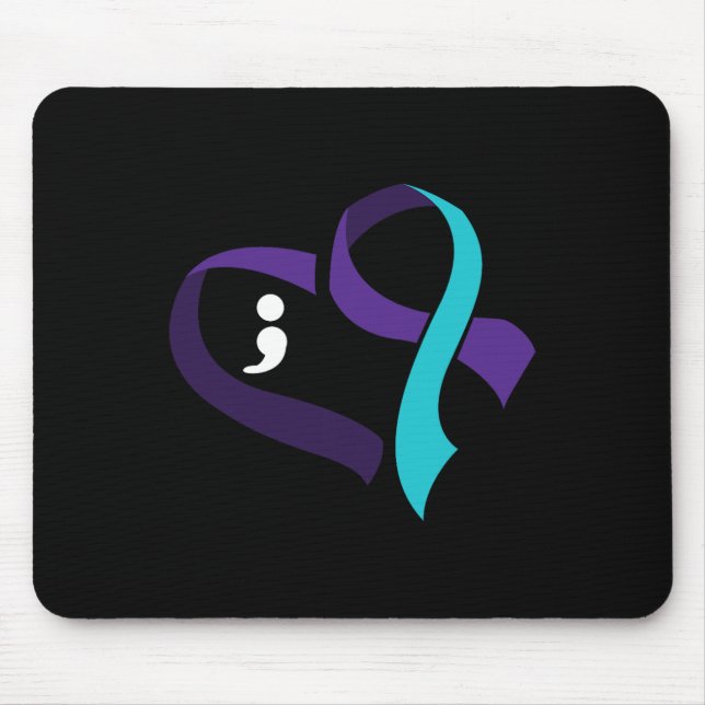 Mousepad Prevenção ao suicídio Coração Semicolão Saúde Ment (Frente)