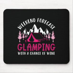 Mousepad Previsão de Fim de Semana Glamping Vinho Divertido