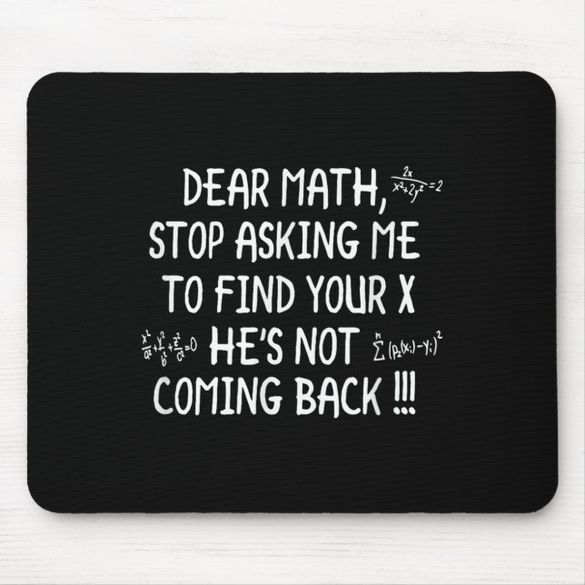 Mousepad Prezada citação de Matemática Engraçada (Frente)