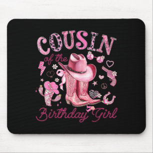Mousepad Prima da menina aniversariante vaqueira cor-de-ros