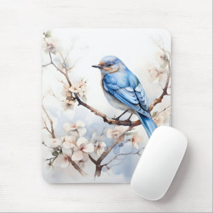 Mousepad Primavera Bluebird na árvore brilhante