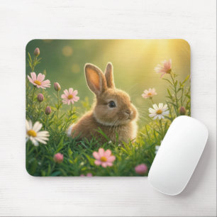 Mousepad Primavera Bunny No Prado De Flor Selvagem