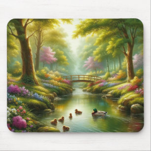 Mousepad Primavera com patos/flores
