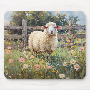 Mousepad Primavera com pintura de flores selvagens
