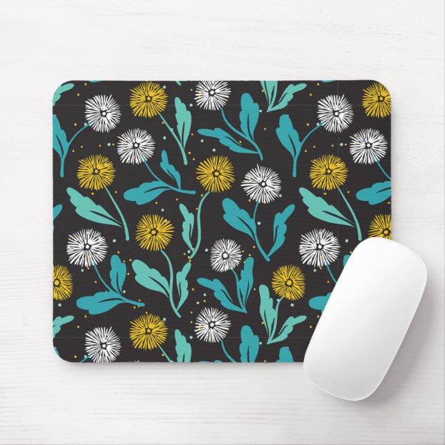 Mousepad Primavera Dandelion Flores e Folhas Design (Com mouse)