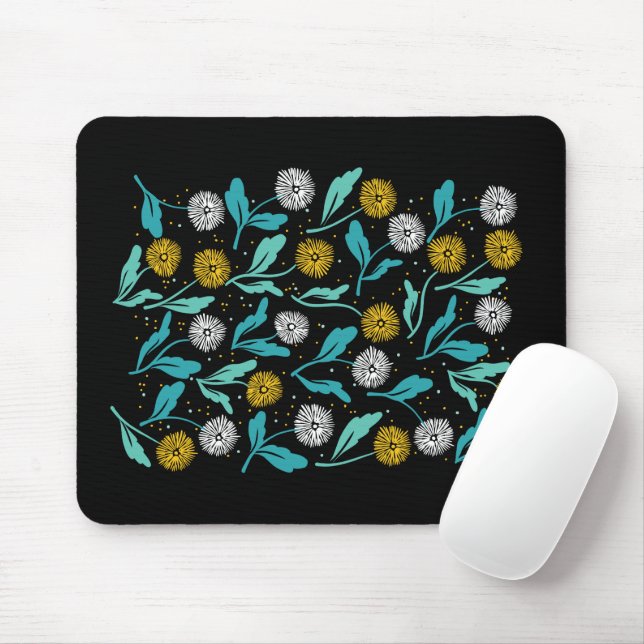 Mousepad Primavera Dandelion Flores e Folhas Design (Com mouse)