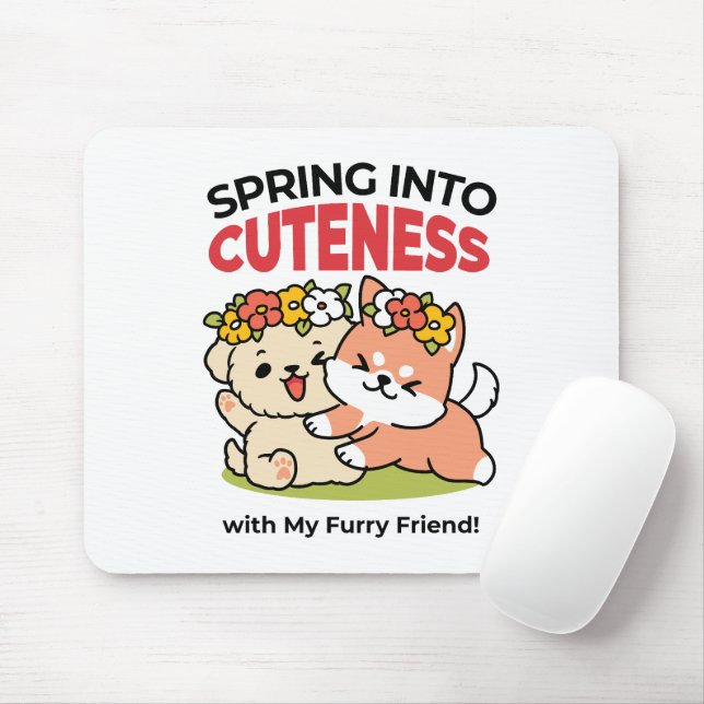 Mousepad Primavera dentro da cutena - Ilustração Adorável d (Com mouse)