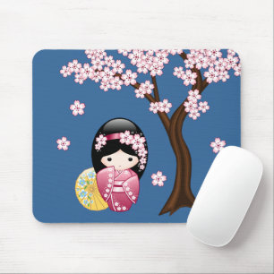 Mousepad Primavera Kokeshi Doll - Gisha japonesa giro em az