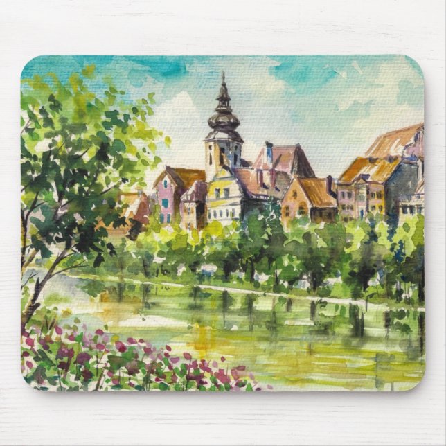 Mousepad Primavera na cidade pequena no rio (Frente)