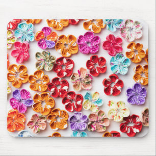 Mousepad Primavera tecido com costura manual Flores multico
