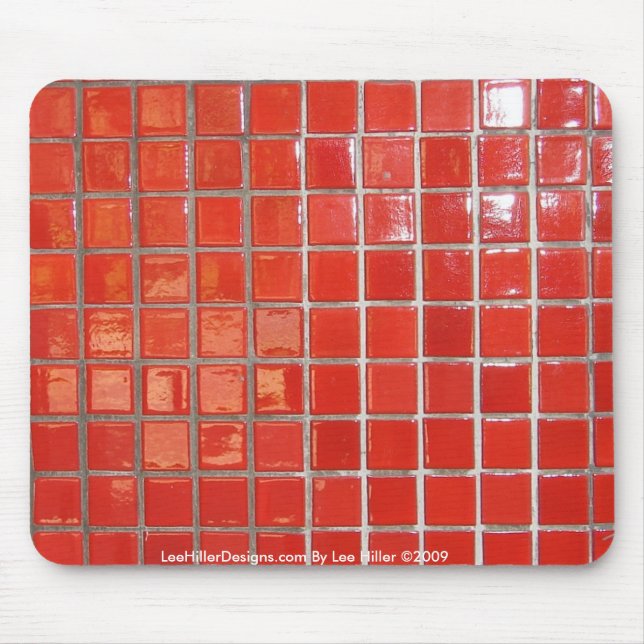 Mousepad Primaveras quentes, Azulejos vermelhos AR, placa c (Frente)