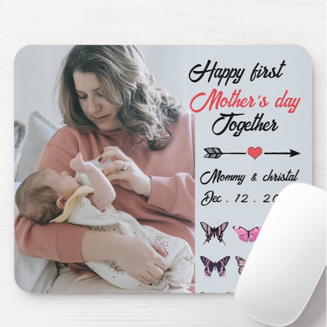 Mousepad Primeiro Dia das Mães Juntos Foto personalizada  (Criador carregado)