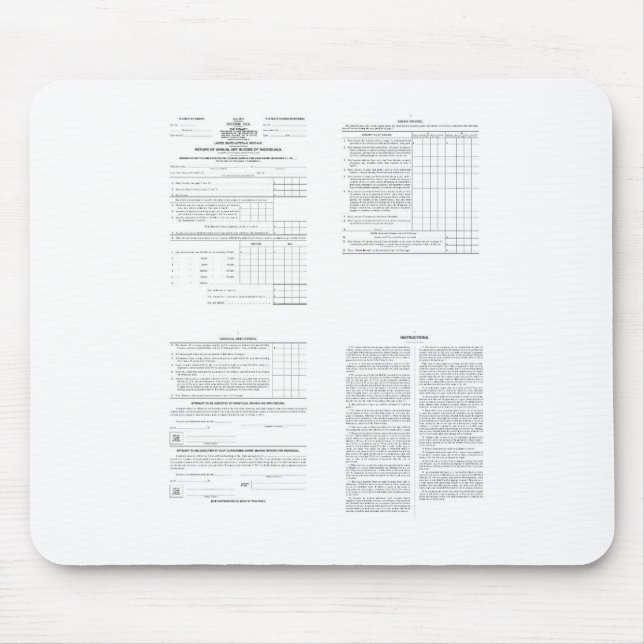 Mousepad Primeiro Formulário de Imposto de Renda 1040 da Am (Frente)