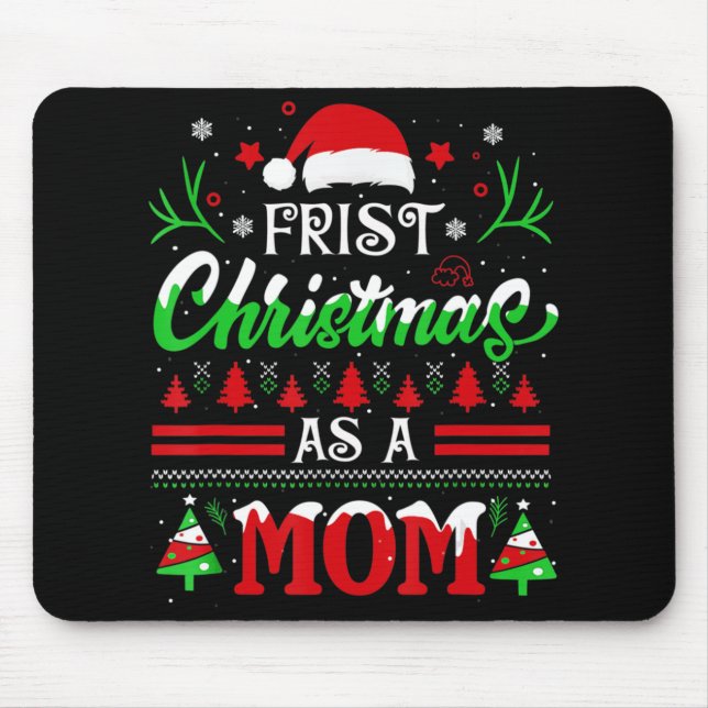 Mousepad Primeiro Natal como mãe Santa Hat Ugly Xmas (Frente)