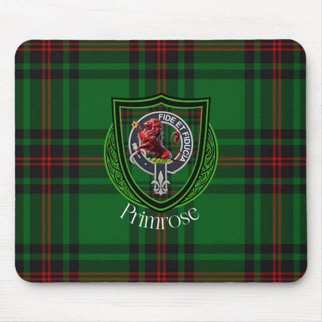 Mousepad Primrose Scottish Clan Tartan & Crest (Frente)