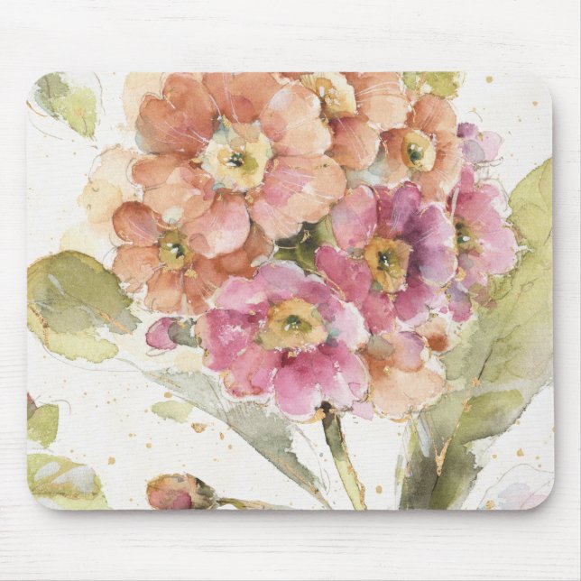 Mousepad Prímula cor-de-rosa e alaranjada (Frente)